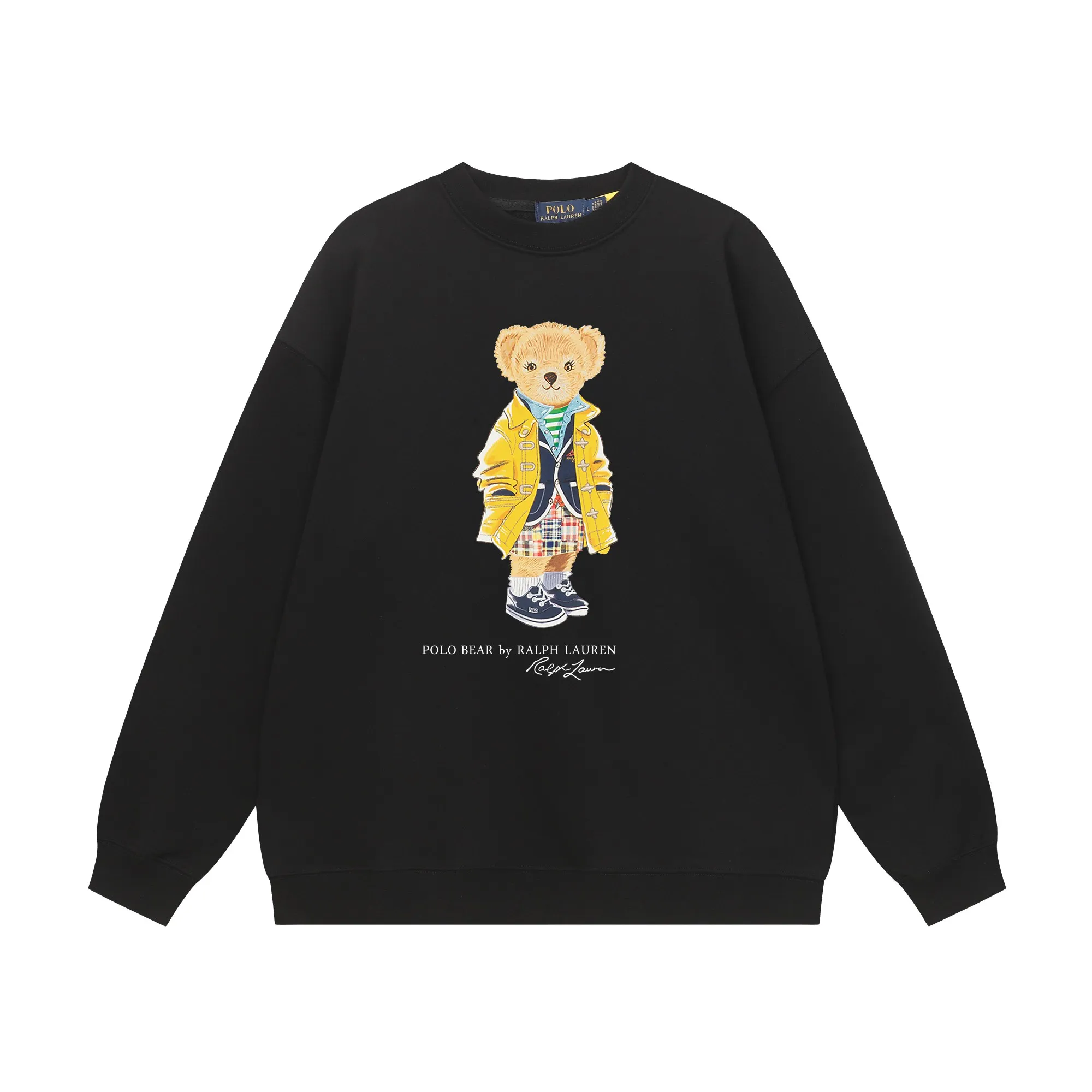 P200 Long-term stock] RalphLauren/Ralph Lauren 2025 autumn and winter new bear letter print 420g heavy large terry sweatshirt Ralph Lauren's age-reducing item, the coat fabric is made of 85% cotton ➕15% polyester, which not only retains the softness, comfort and breathability of cotton, but also adds the wear resistance and wrinkle resistance of polyester fiber, making the clothes more durable and easy to care for. Even in slightly cooler weather, you won't feel stuffy when wearing it. This kind of fabric has a natural crisp feel and is not easy to pill or deform. The bear on the chest is printed with English letters. It is full of color, full of three-dimensionality, and lifelike, adding a bit of liveliness and interest to the whole sweatshirt. There is no pressure to dress, regardless of age or gender. Complete accessories! Color: black, white, navy blue, light floral gray Size: M-L-XL-XXL